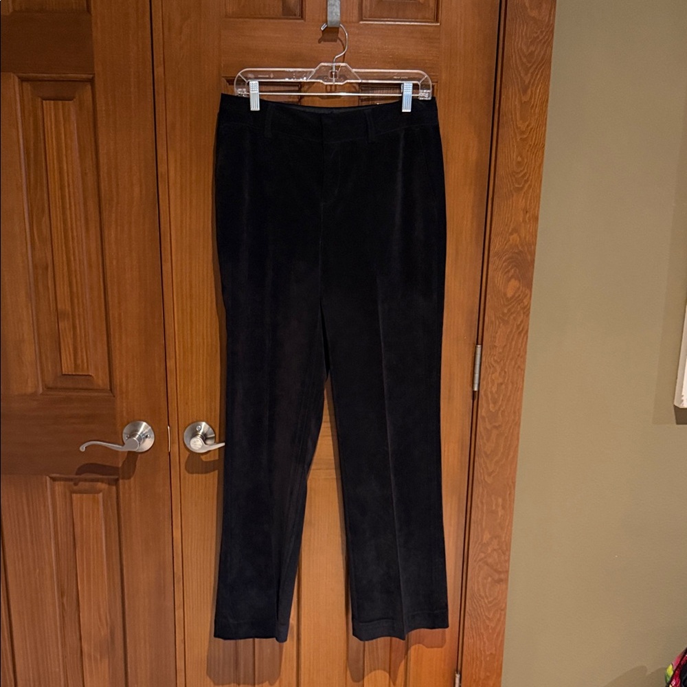 Coldwater Creek Black Straight-Leg Velvet Pants